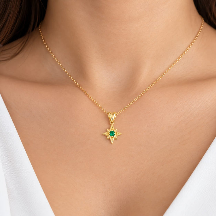 Dije con Piedra Natural esmeralda Estrella fugaz