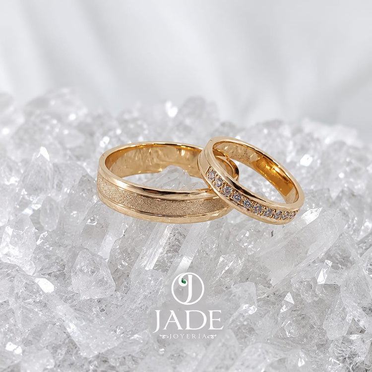 Aros de matrimonio zoe en oro 18k – Jade18k (vista 2)