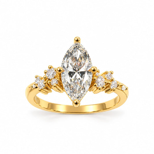 Anillo de compromiso con Diamante de Laboratorio Esmeralda en oro 18k – Jade18k