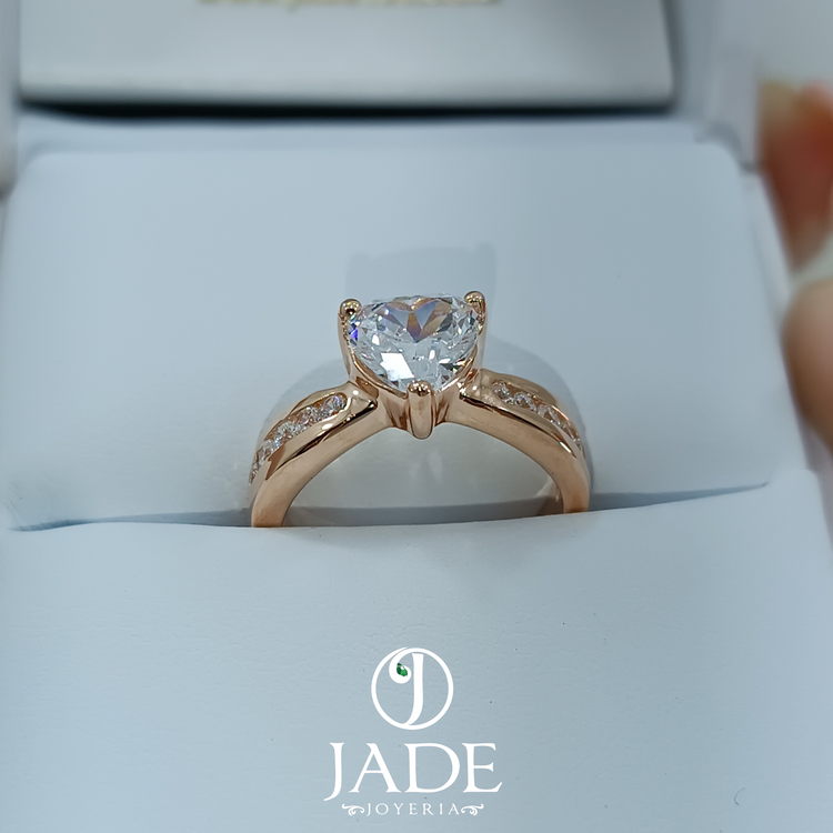 Anillo corazón Nicoll en oro rosado 18k – Jade18k (vista 4)