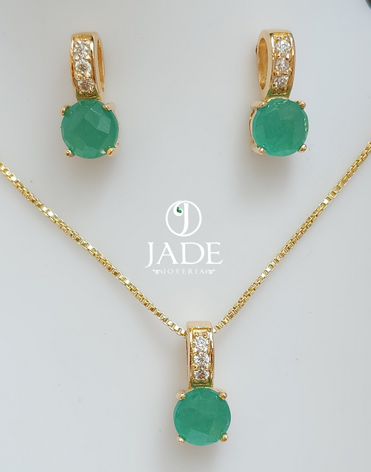 Colección Mery con piedra Jade en oro 18k