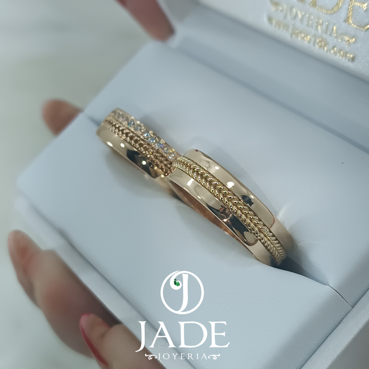 Aros de matrimonio Liza en oro 18k – Jade18k (vista 4)