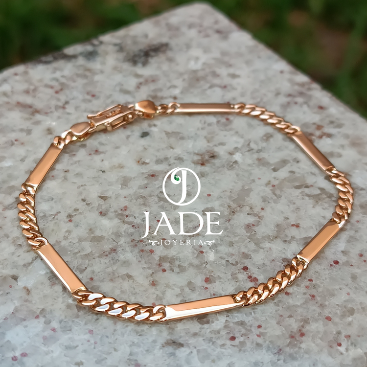 Pulsera Lomo con Placa Aura en oro 18k – Jade18k (vista 2)