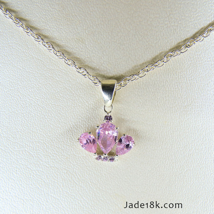 Dije Piedra Rosa Plata Ley – Jade18k