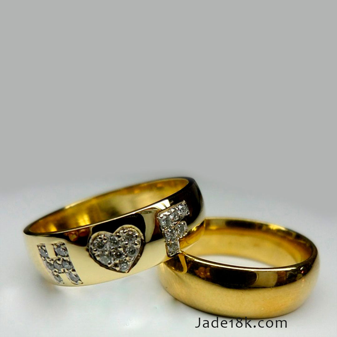 Aros de matrimonio personalizados en oro de 18k Jade18k