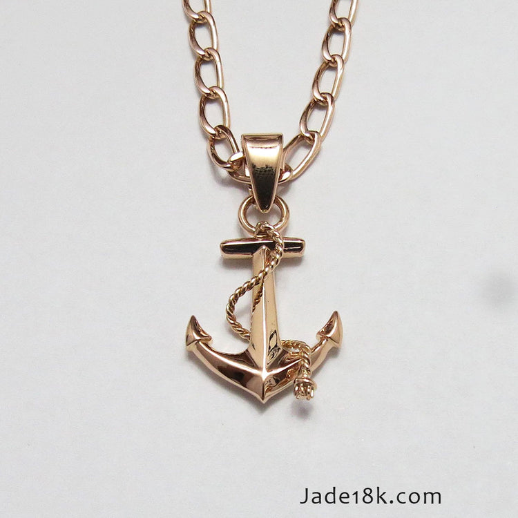 Dije de Ancla Cadena de Varon Oro 18k – Jade18k