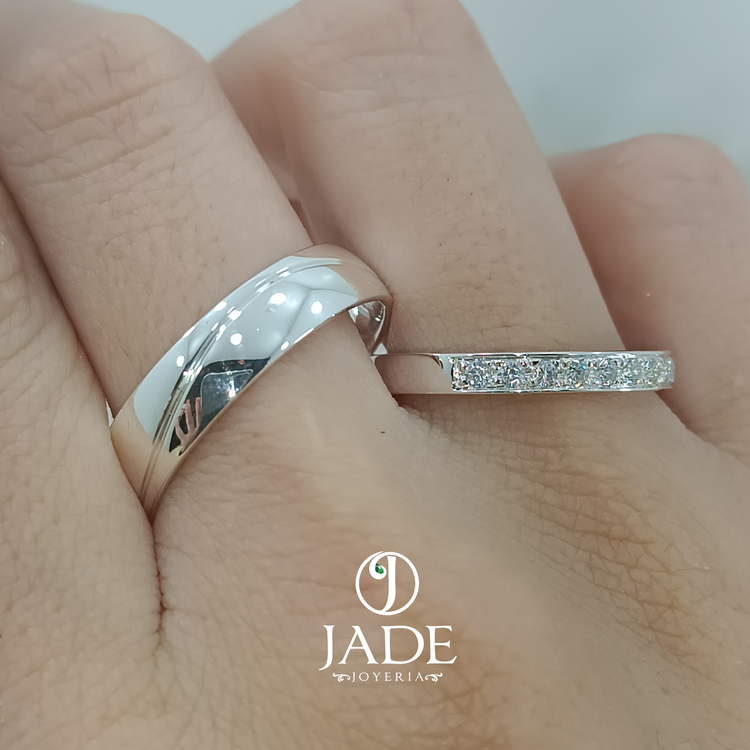 Alianzas de matrimonio abril en plata ley – Jade18k (vista 2)