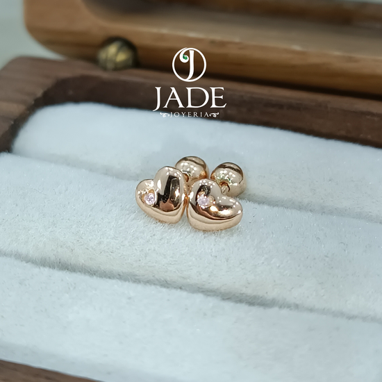 Arete Bebe LOVE enroscable en oro rosado 18k – Jade18k (vista 2)