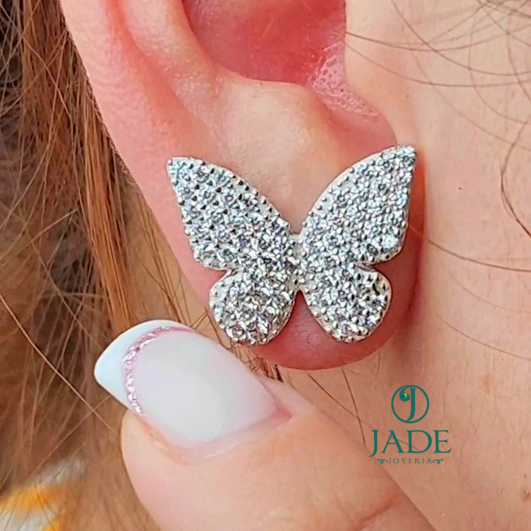 Aretes de Mariposa Bichota en plata ley