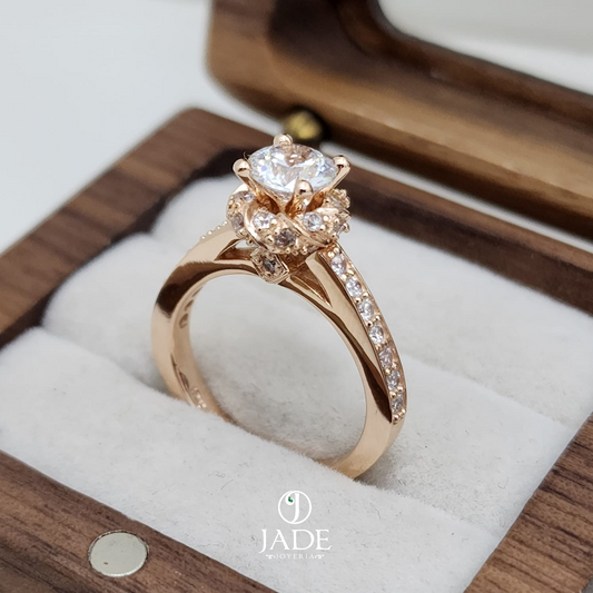 Anillo de compromiso rosaura en oro rosado 18k – Jade18k (vista 2)