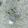Aretes corte piedra corazón colgante en plata