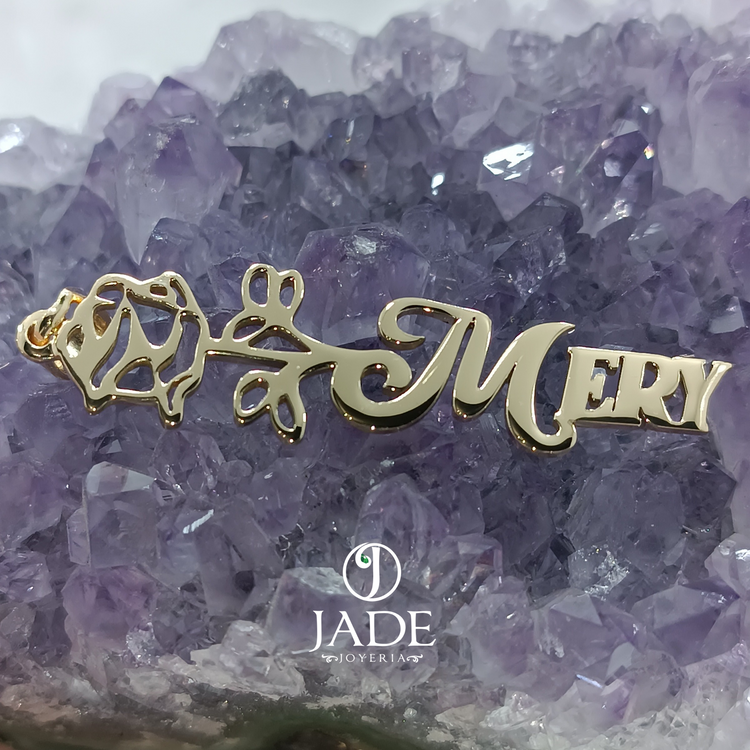 Dije con nombre personalizado en oro 18k – Jade18k