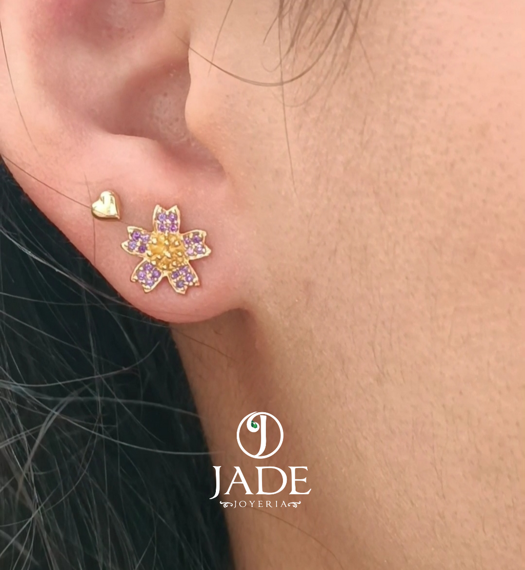 Aretes flor con piedras