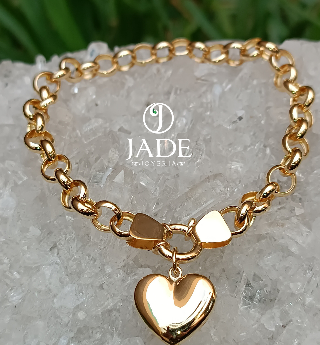 Pulsera rolón abierto con dije corazón