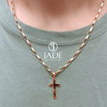 Cadena rectangular con dije cruz