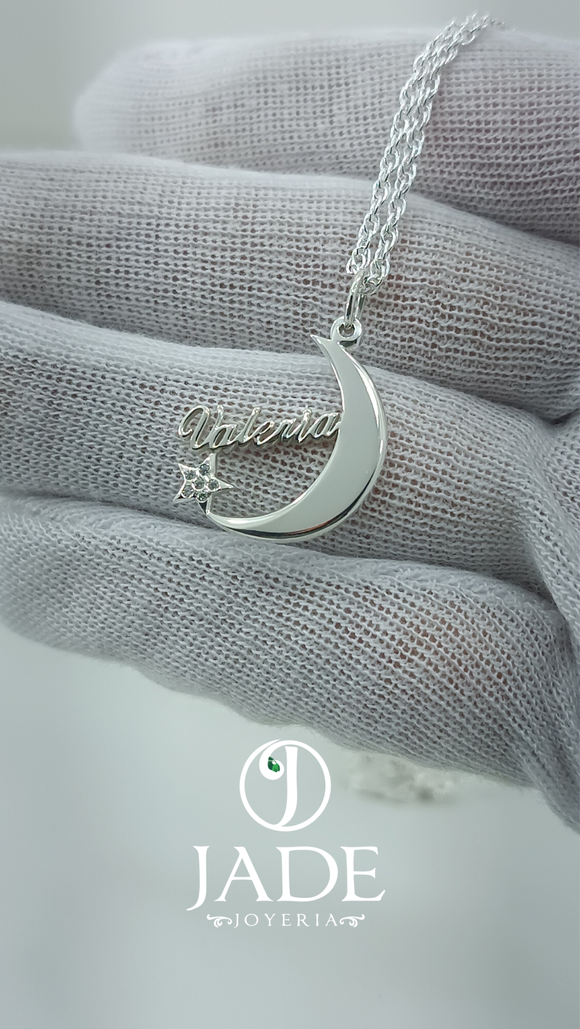 Dije luna y nombre personalizado en plata ley