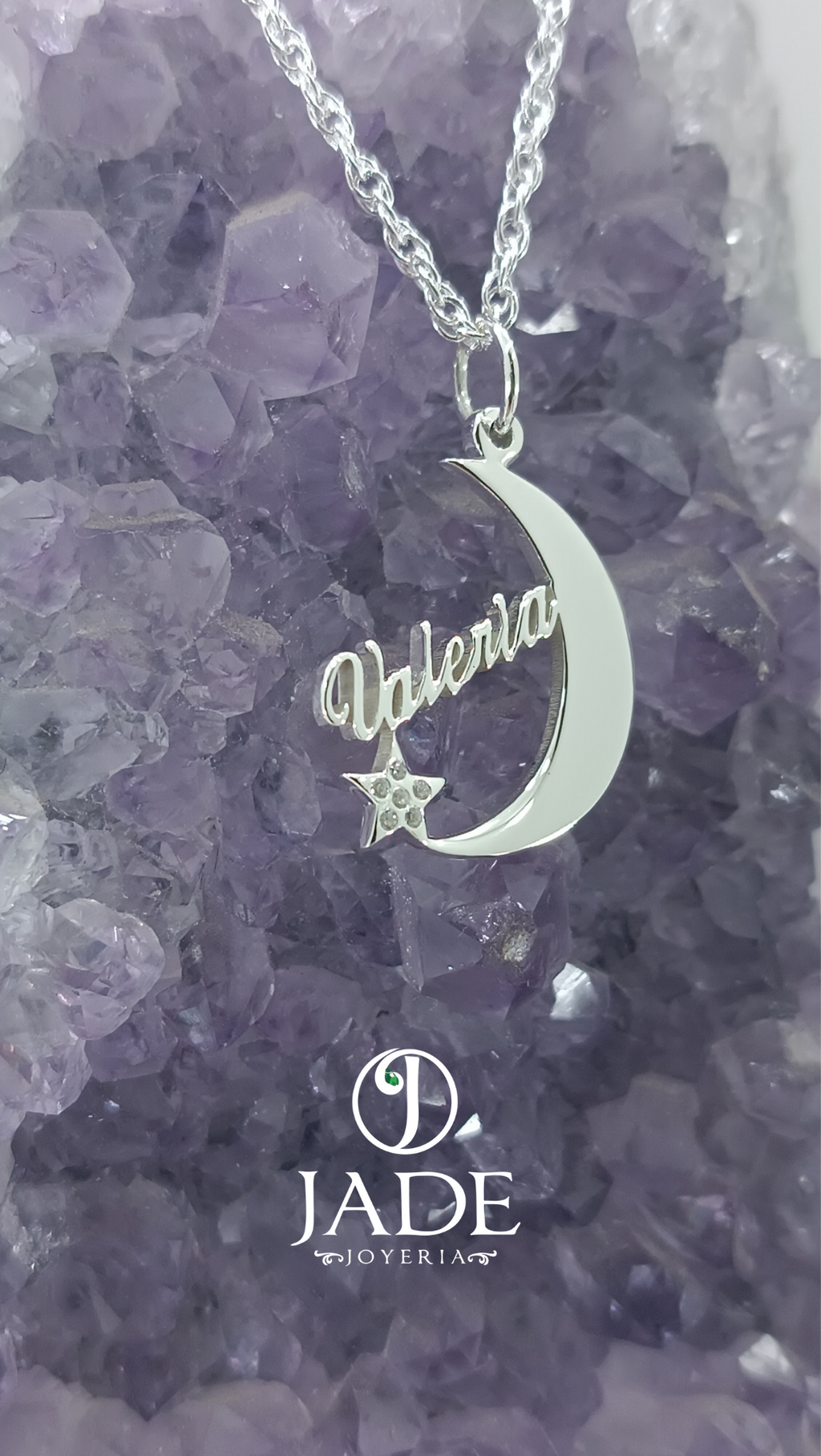 Dije luna y nombre personalizado en plata ley