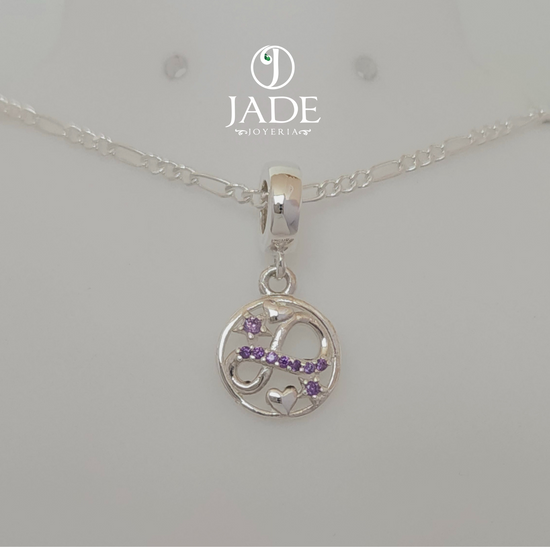 Dije Infinito en plata – Jade18k