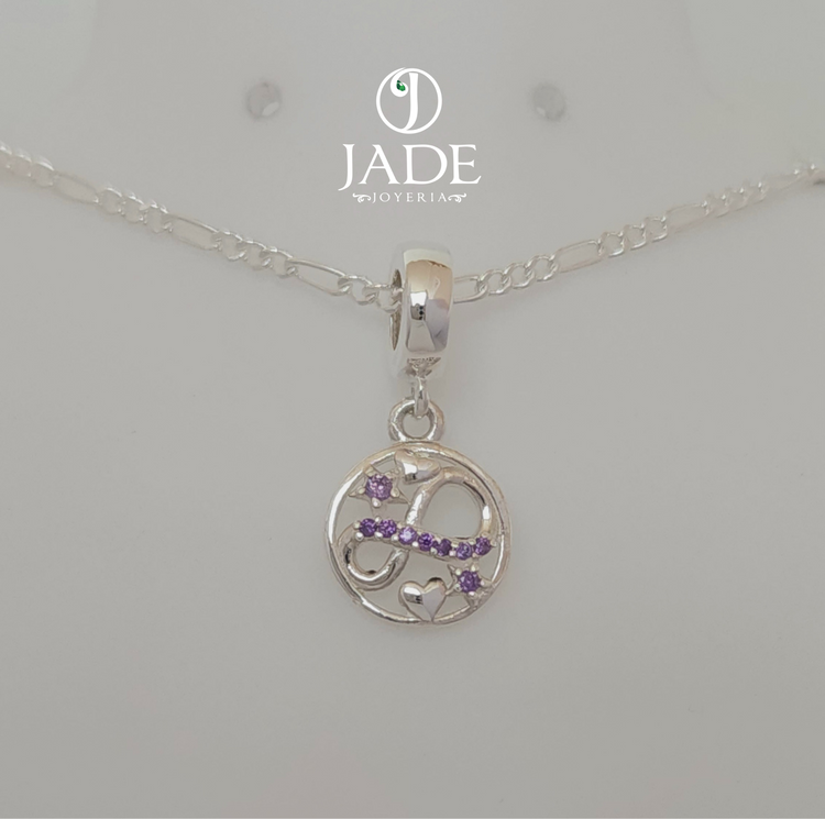 Dije Infinito en plata – Jade18k