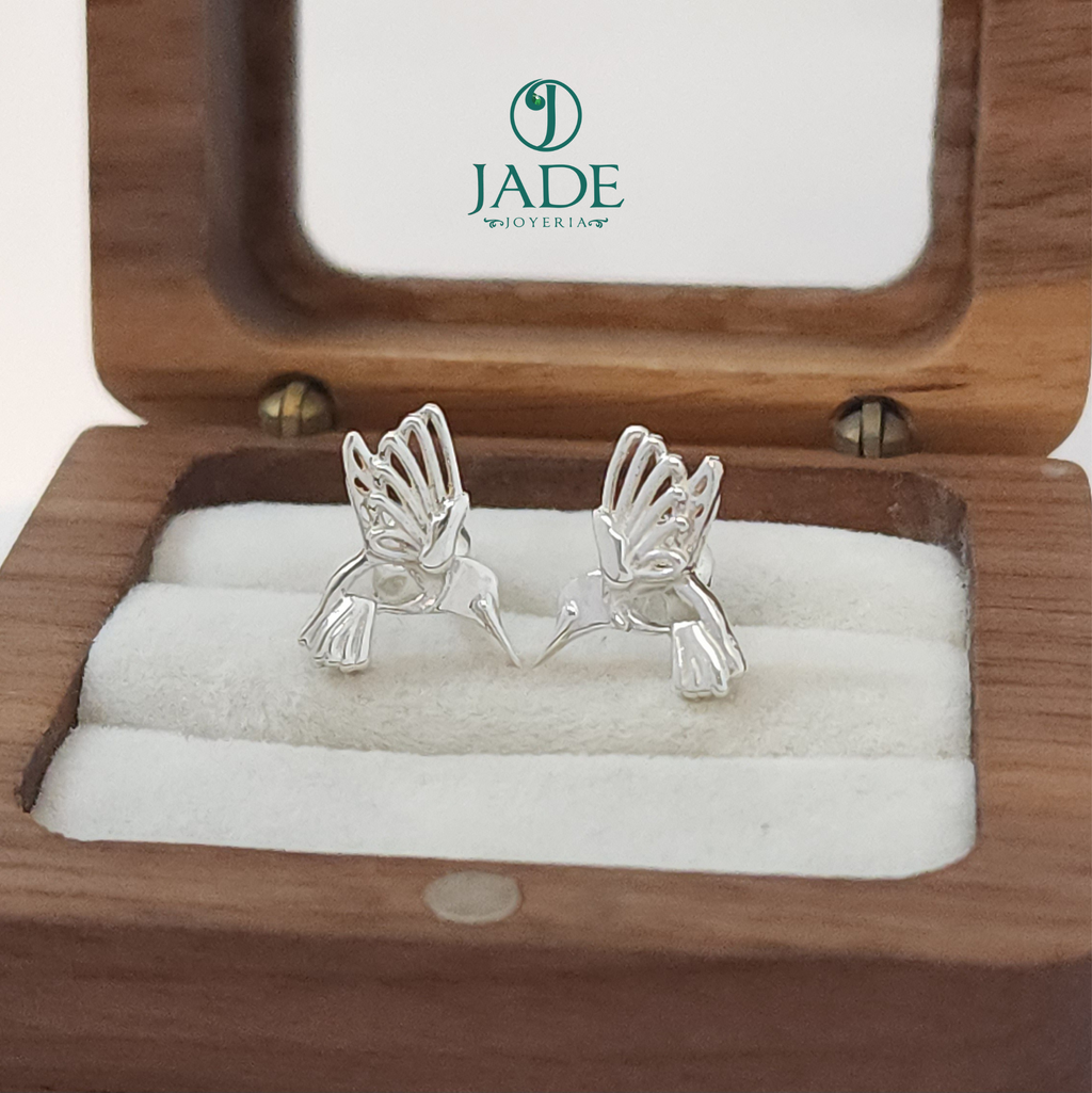 Aretes de colibrí en plata ley