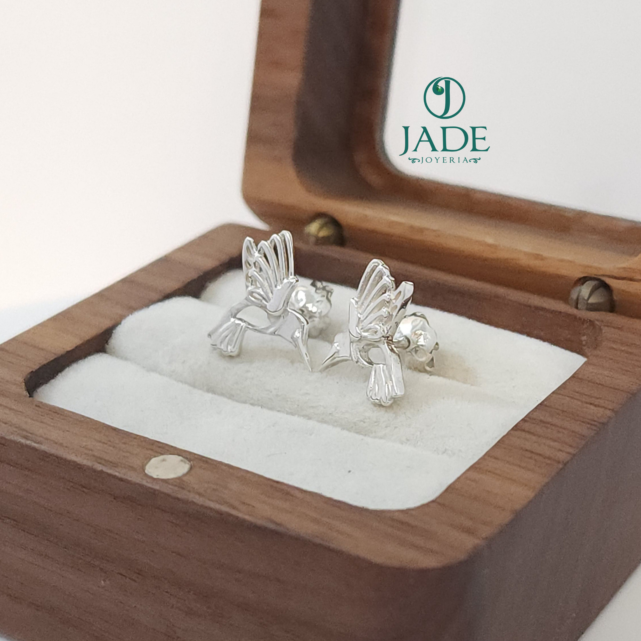 Aretes de colibrí en plata ley