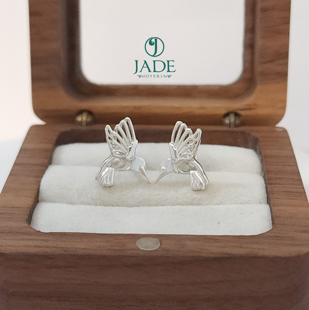 Aretes de colibrí en plata ley