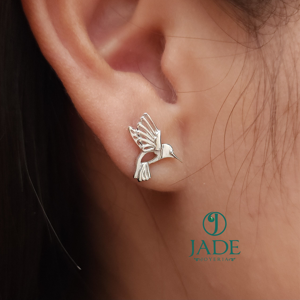Aretes de colibrí en plata ley