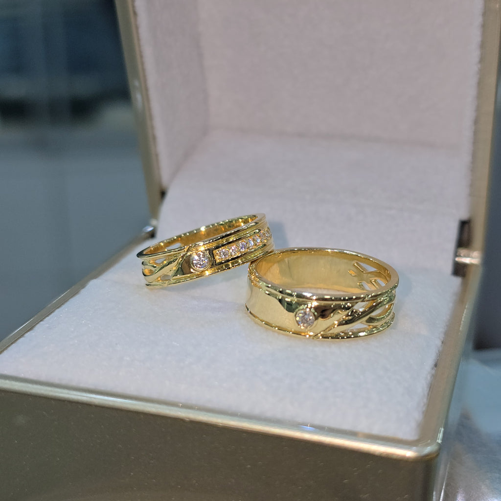 Aros de Boda 18K con Moissanite Unión de amor