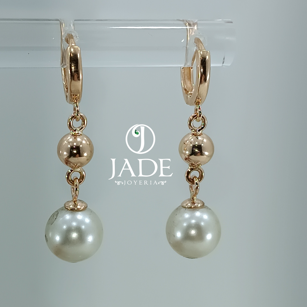 argollas colgantes con perlas
