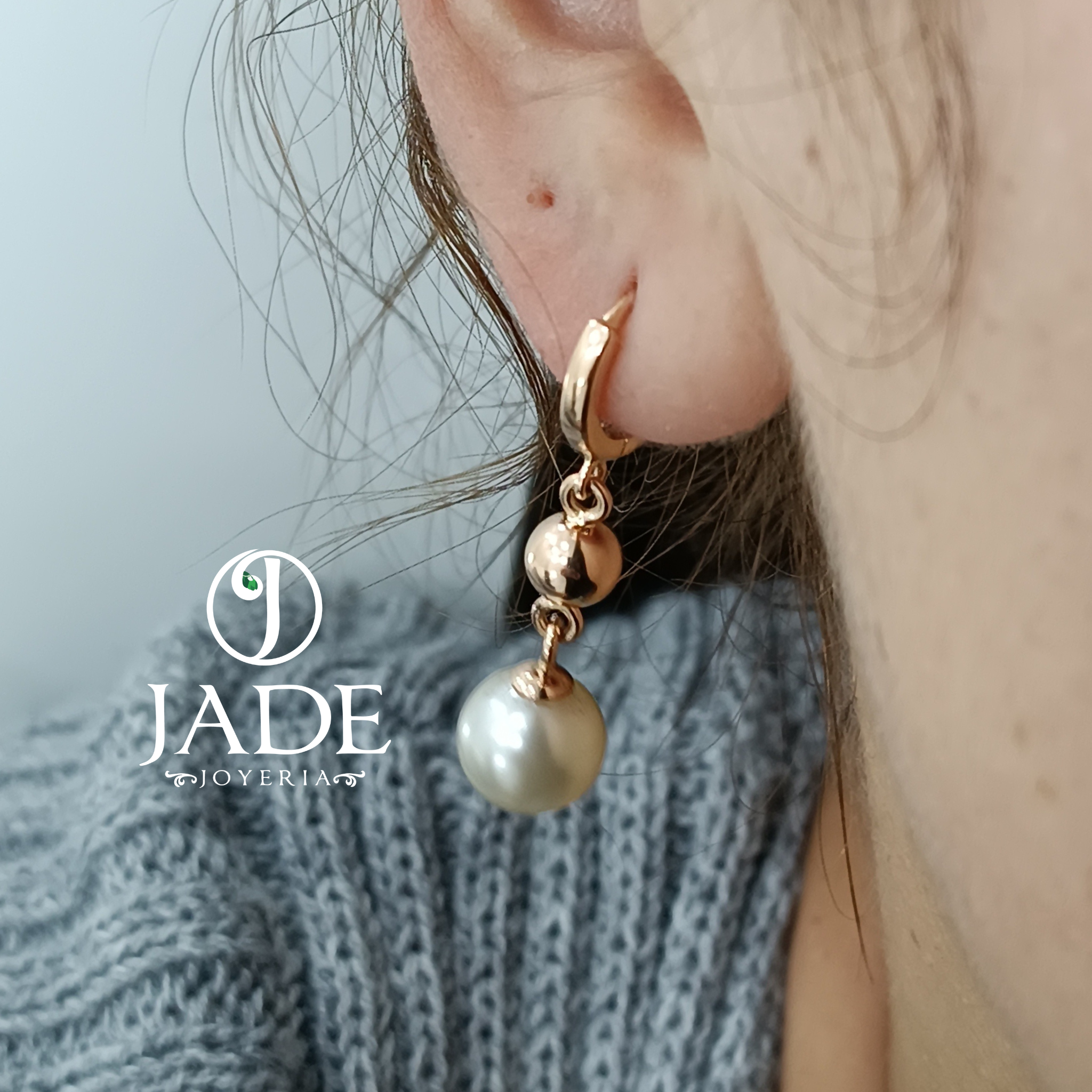 argollas colgantes con perlas