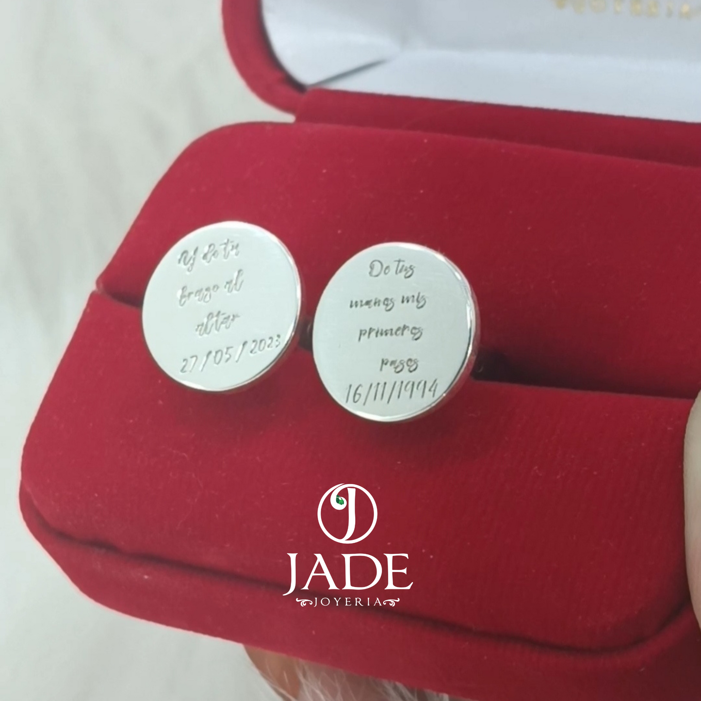Gemelos de matrimonio personalizados en plata