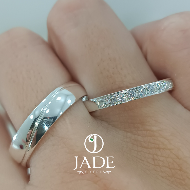 Alianzas de matrimonio abril en plata ley – Jade18k (vista 3)
