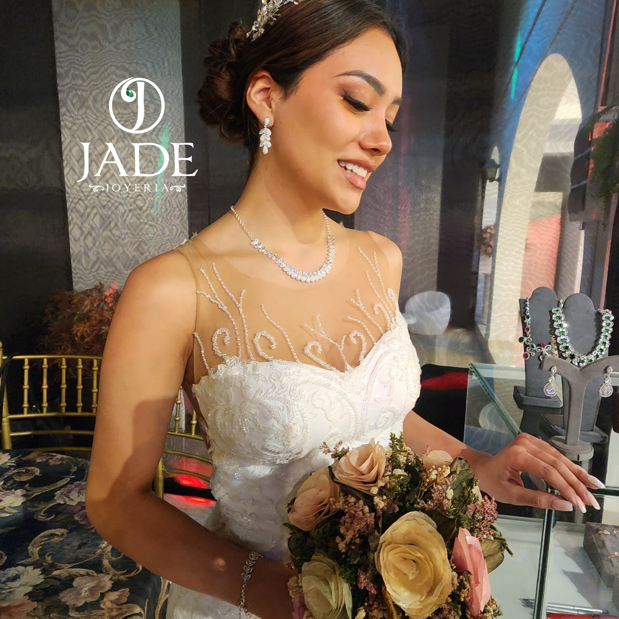 Juego de aretes y collar plata ley