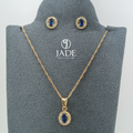 Juego de aretes y collar con zafiro natural