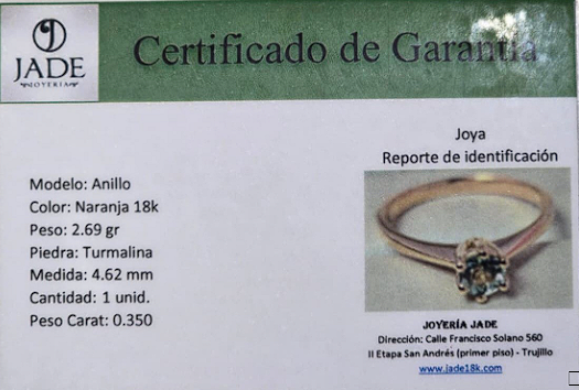 Anillo Turmalina de Ensueño