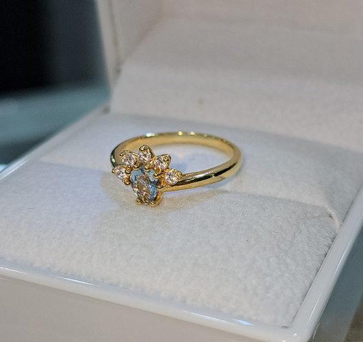 Anillo con Piedra Natural Agua Marina