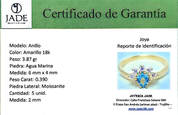 Anillo con Piedra Natural Agua Marina