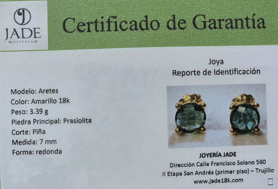 Aretes de Piedra Natural Mi Prasiolita