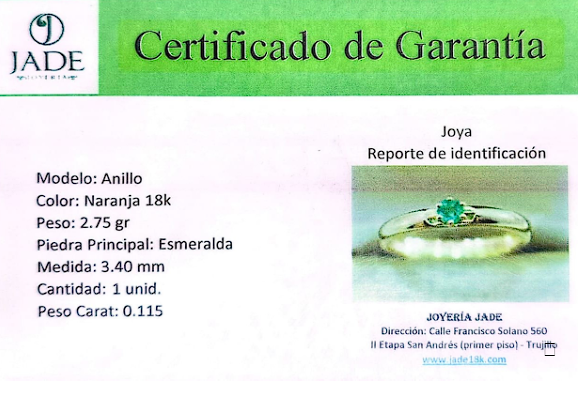Anillo Esmeralda Dorada
