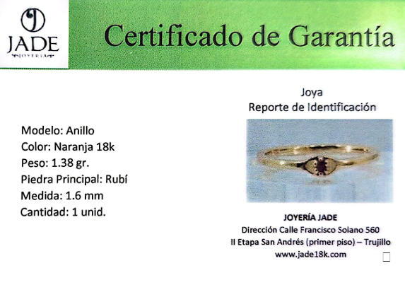 Anillo con Piedra Natural Rubí Reina