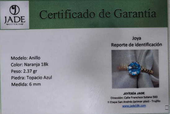 Anillo Topacio Marino