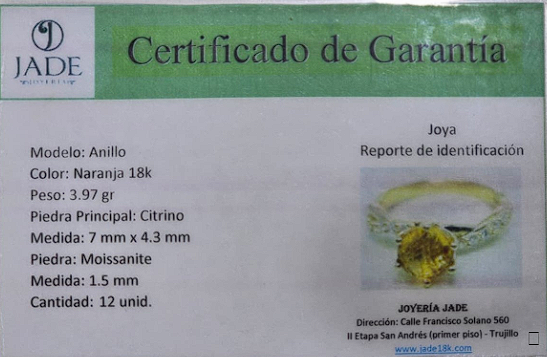 Anillo Citrino de Amor