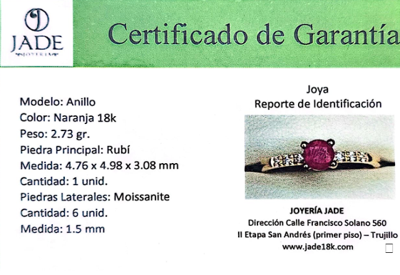 Anillo con Piedra Natural Rubí Crown