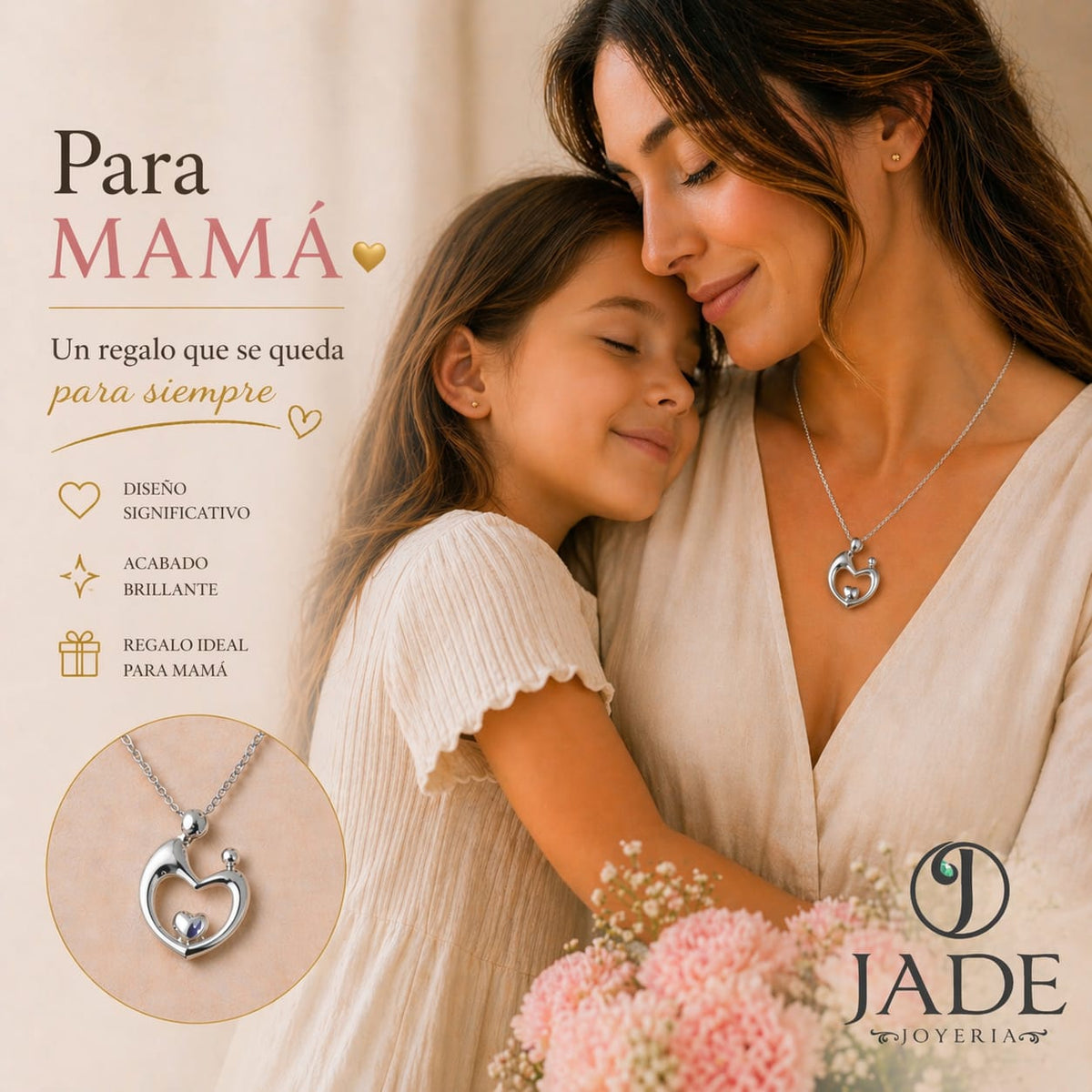 Dije + cadena: plata: te amo por siempre mamá – Jade18k (vista 2)