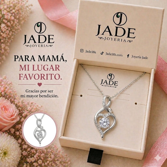 Dije + cadena i love you mom en plata – Jade18k