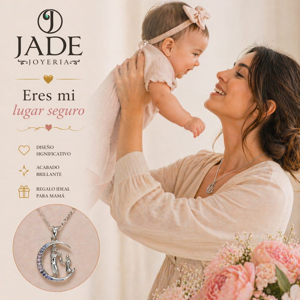 Dije + cadena: Guardian Angel Mom en plata