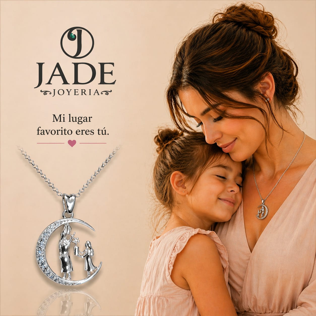 Dije + cadena llevo flores a mamá