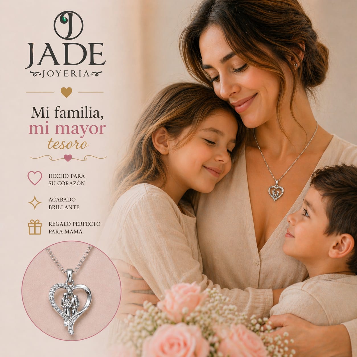 Dije + cadena  Abrazo Eterno en plata