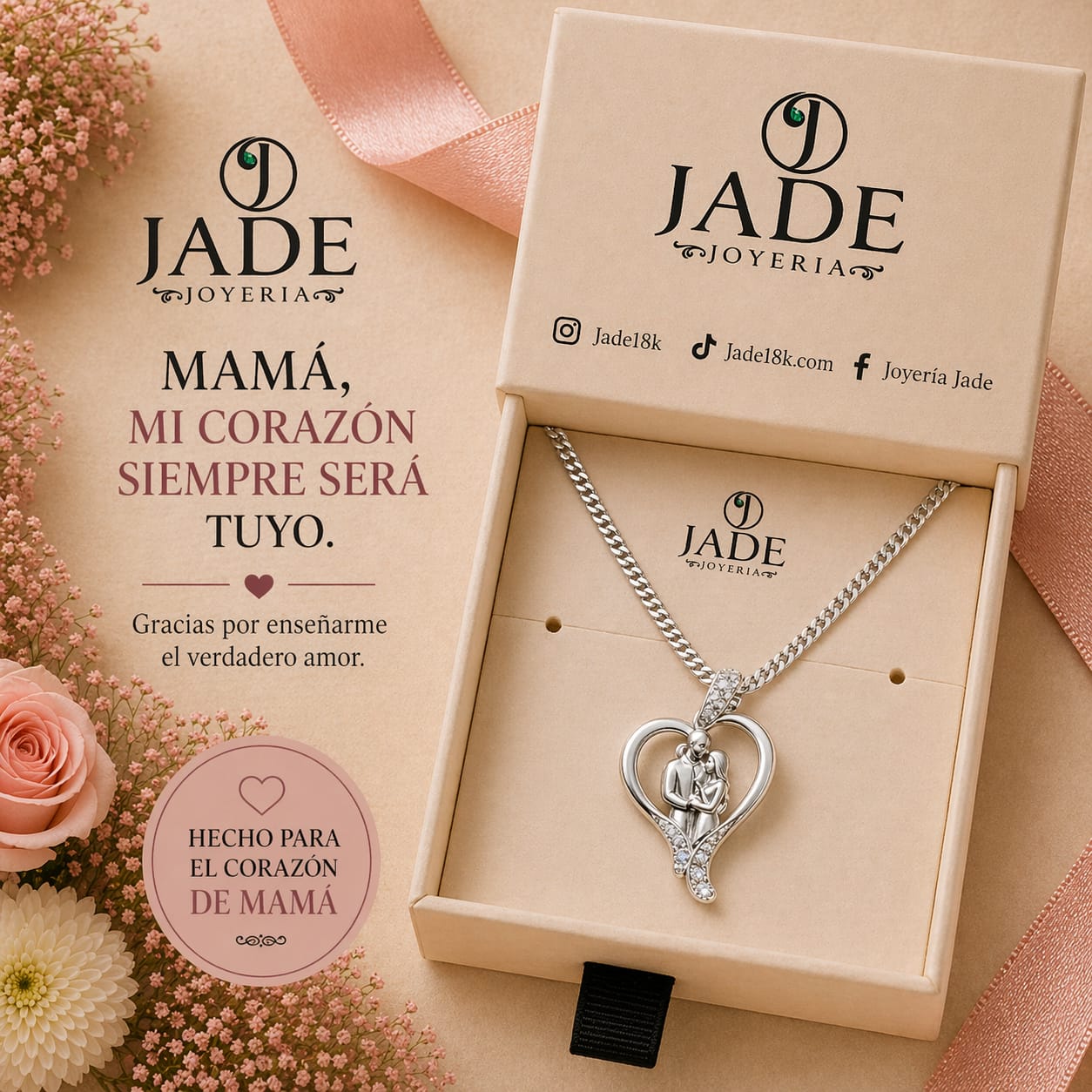 Dije + cadena  Abrazo Eterno en plata