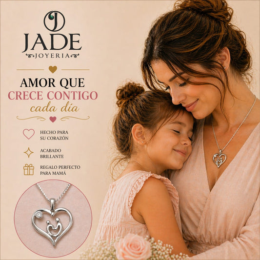 Dije + cadena Amor sincero en plata – Jade18k (vista 2)